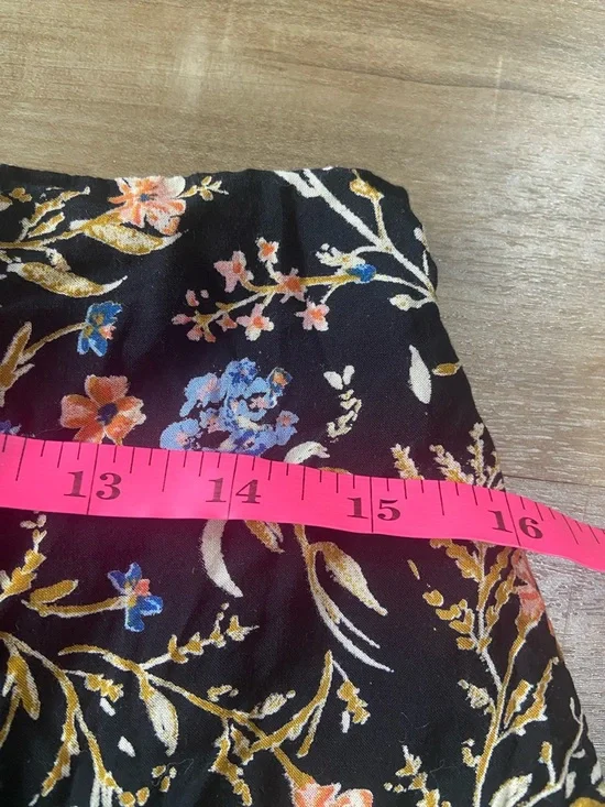 Kimchi Blue Black Floral Ruffle Shorts with Blue and Pink Accentst - Picture 5 of 10